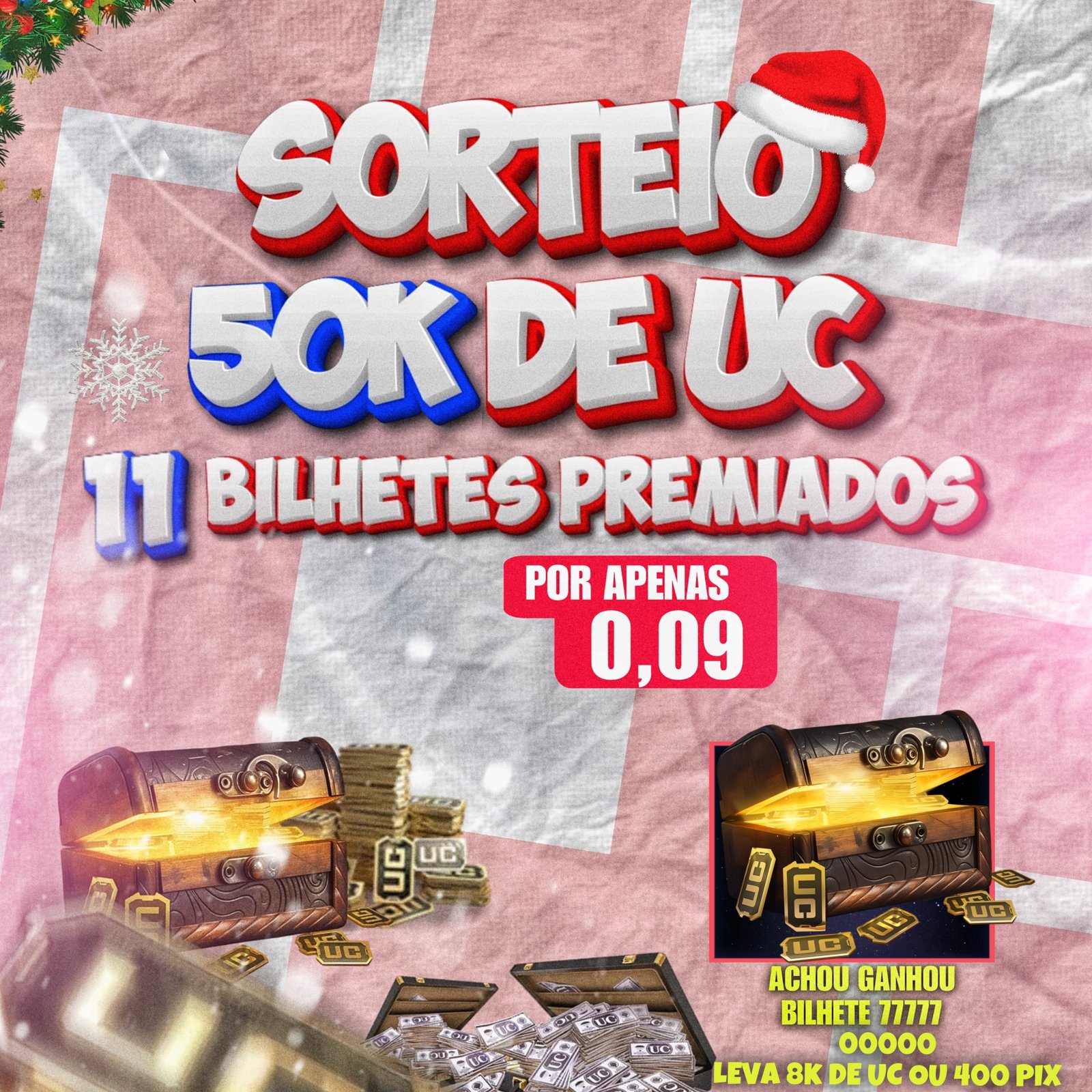 SORTEIO 50K DE UC OU 2K NO PIX 