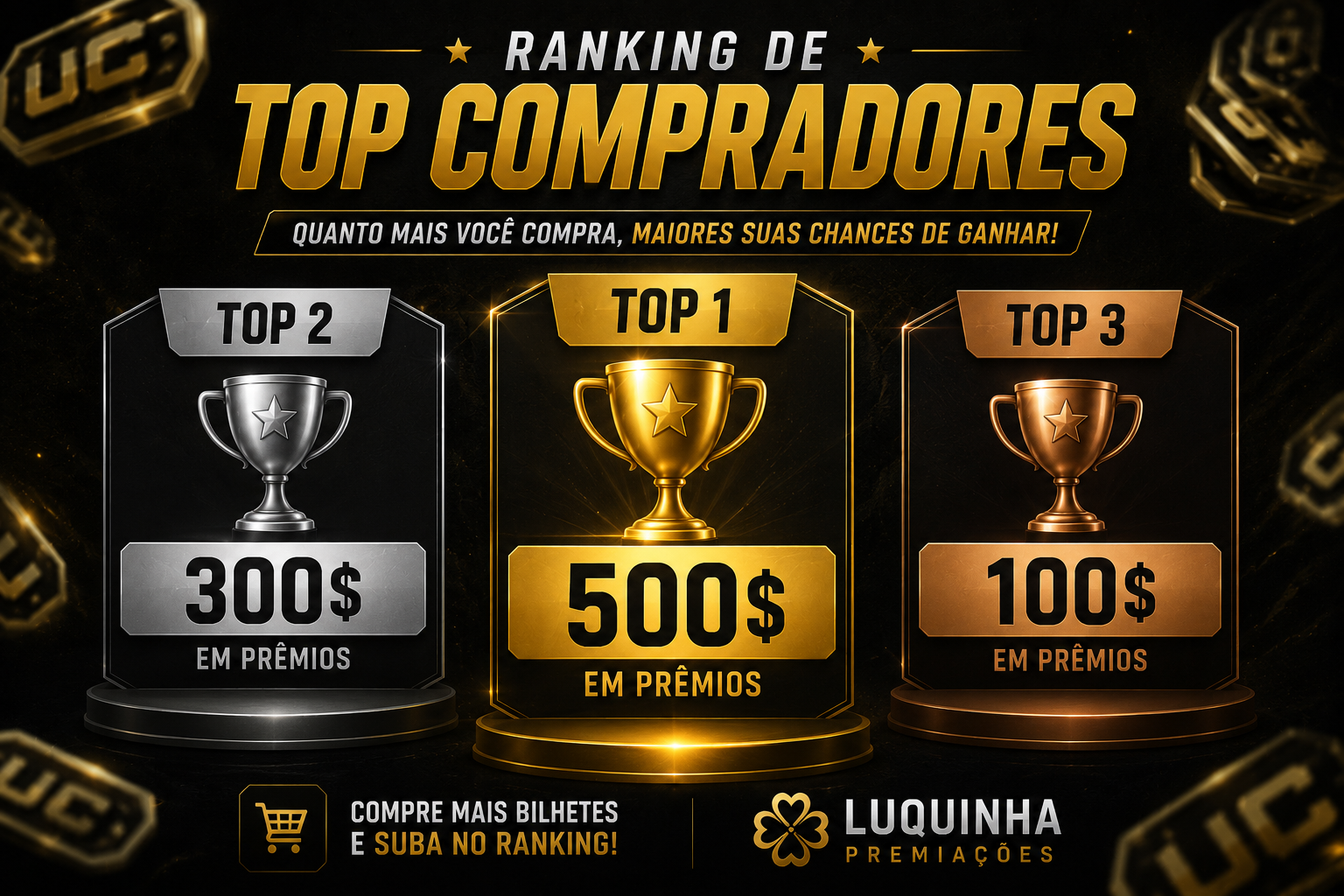 SORTEIO 100K DE UC OU 5K NO PIX